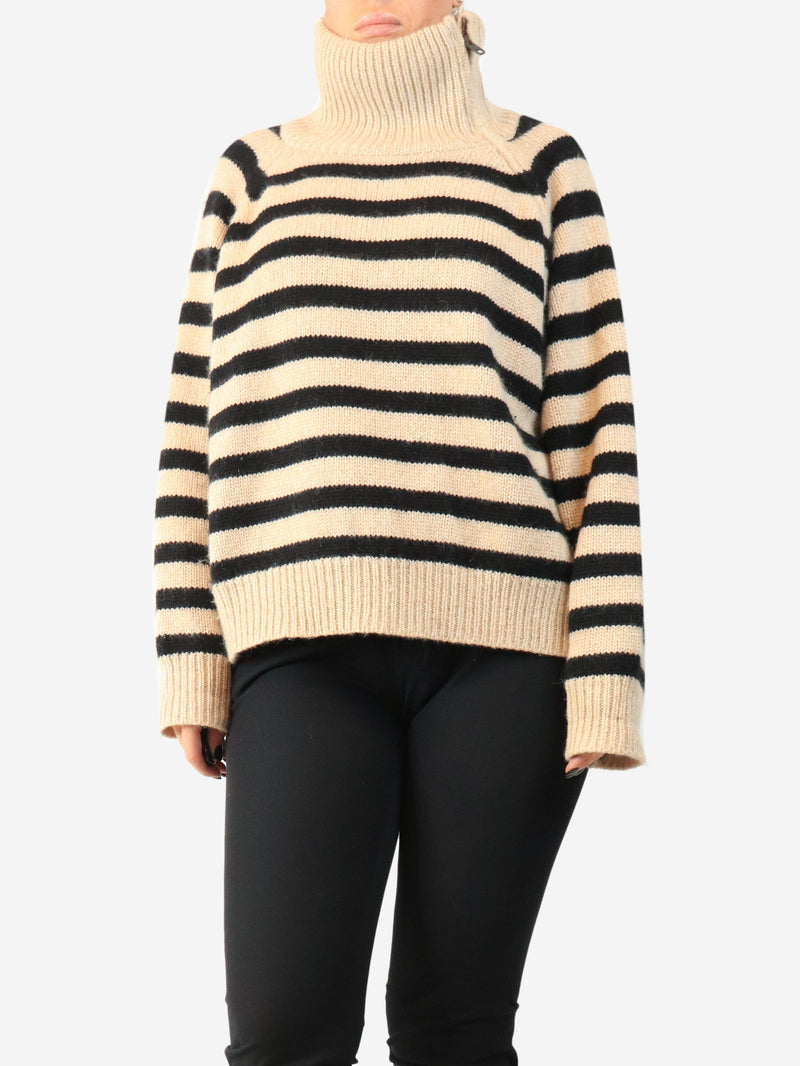Black and oatmeal Raelynn striped sweater - size M Knitwear Nili Lotan 