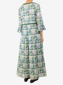 Green and purple printed cotton maxi dress - size UK 16 Dresses Emporio Sirenuse 