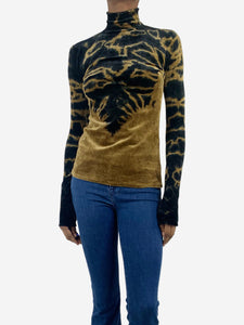 Proenza Schouler Brown high-neck tie-dye velvet top - size XS