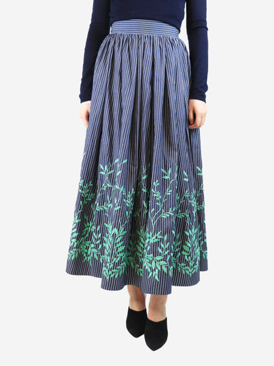 Blue pinstripe floral embroidered skirt - size M Skirts Loretta Caponi 