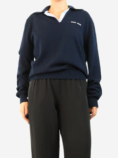 Navy cashmere knit polo top - size UK 8 Knitwear Miu Miu 
