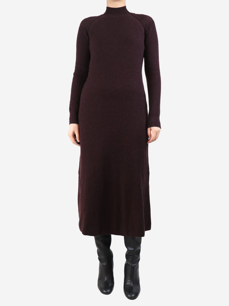 Brown cashmere and cotton-blend dress - size M product image