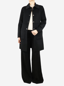 Maje Black belted wool-blend coat - size UK 10