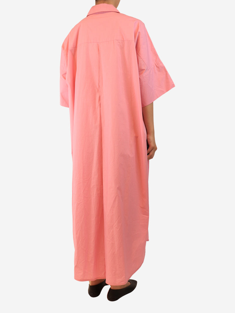 Pink cotton button up dress - size L