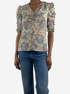 Veronica Beard Multi floral-printed ruched top - size XS