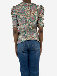 Veronica Beard Multi floral-printed ruched top - size XS