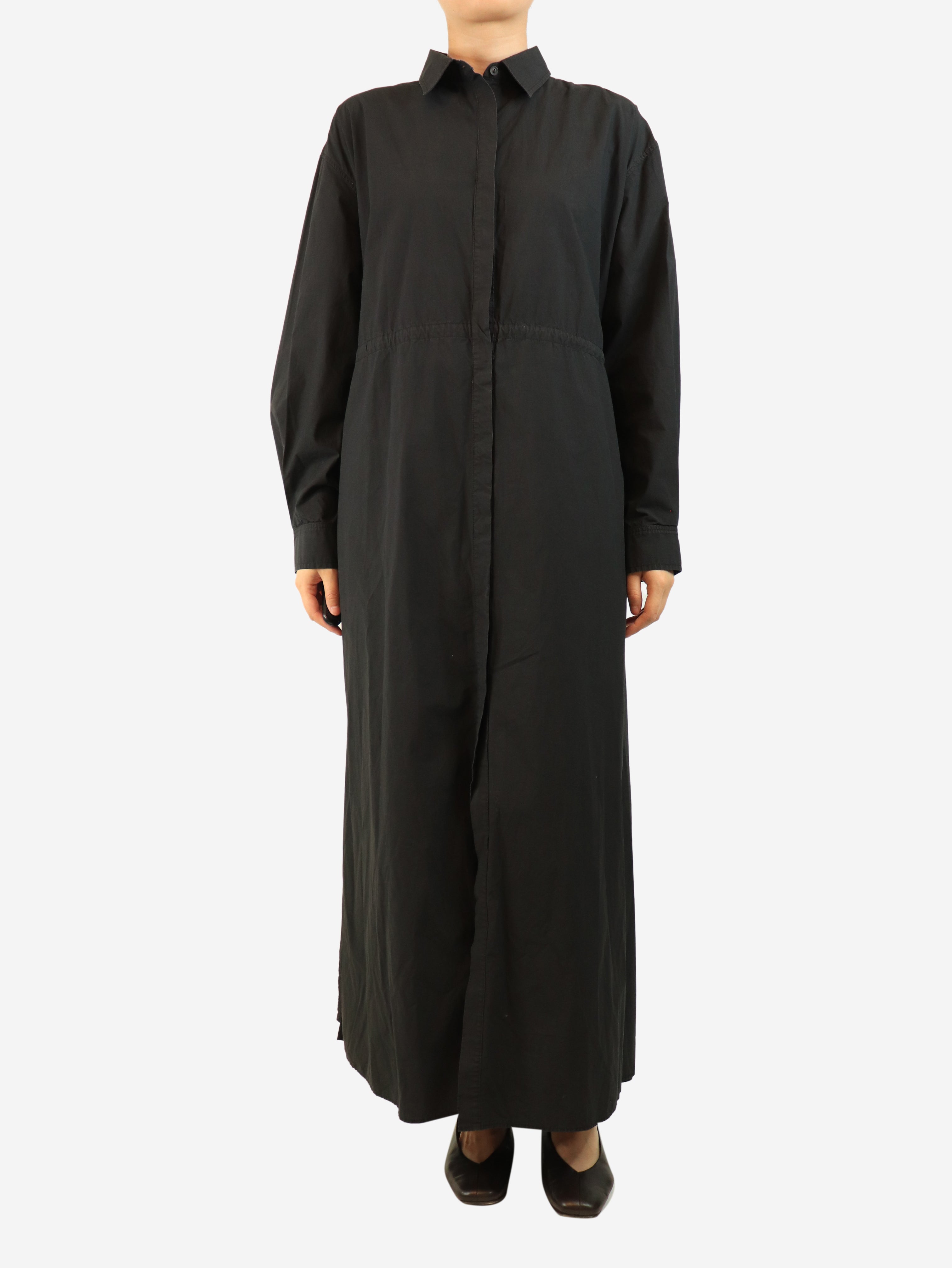 Black maxi shirt dress - size UK 12
