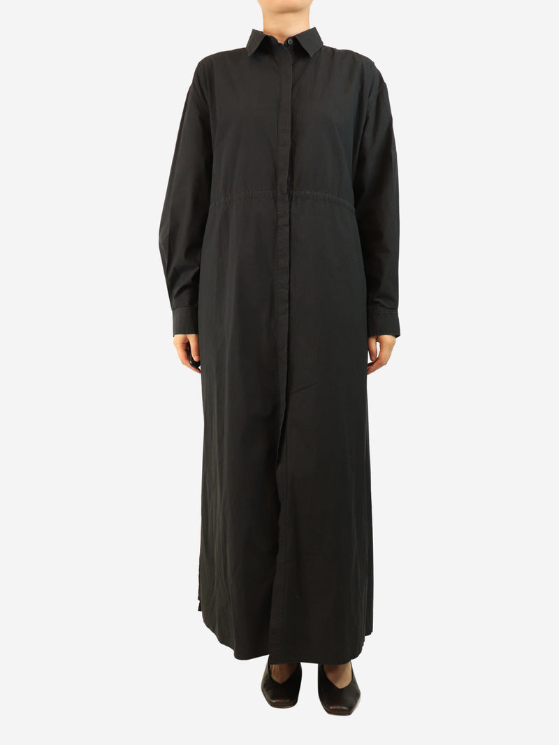 Black maxi shirt dress - size UK 12