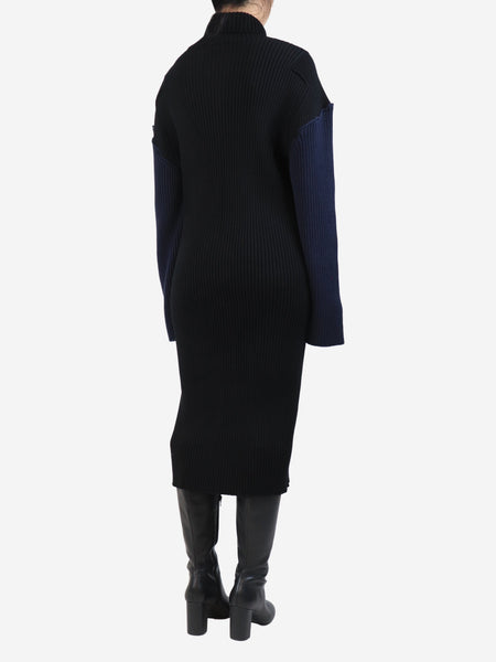 Black and navy ribbed knit dress - size S alternate image