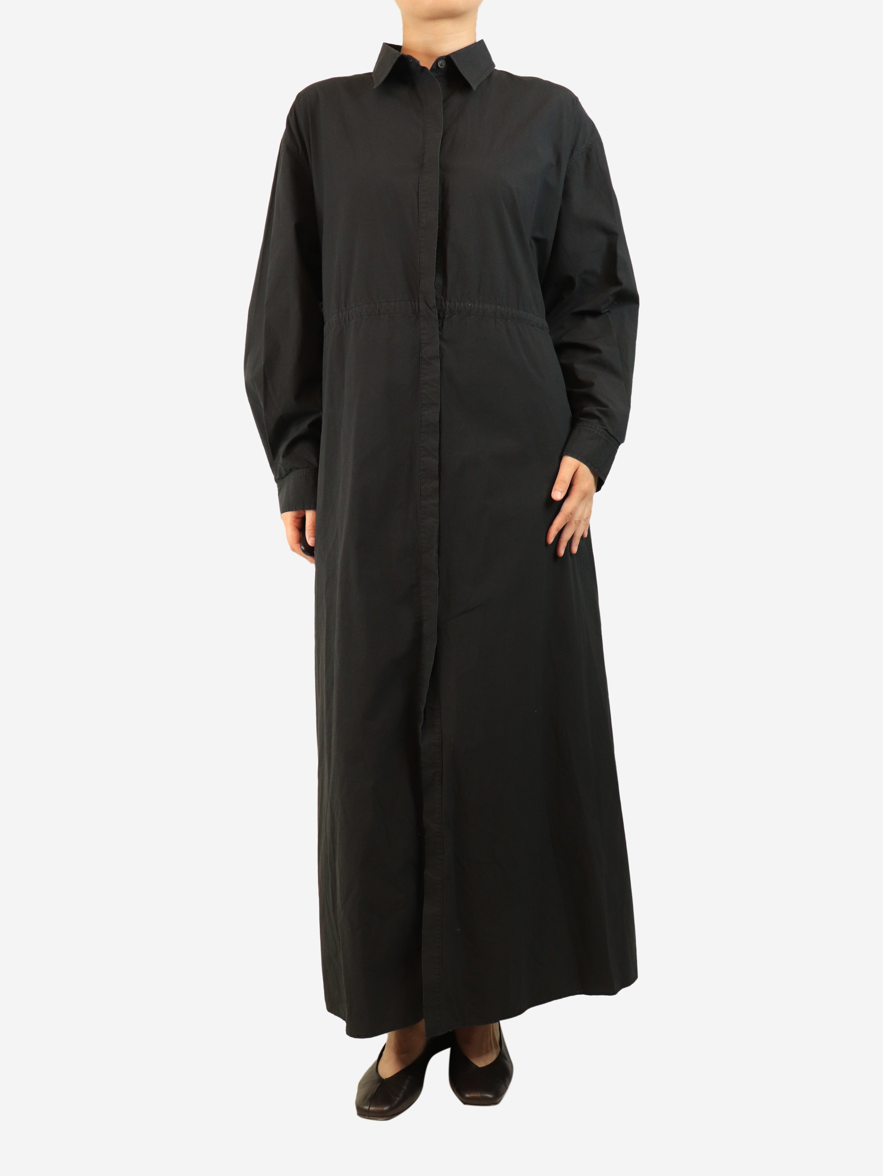 Black maxi shirt dress - size UK 12