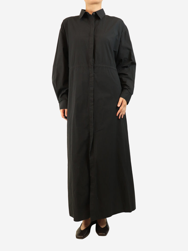 Black maxi shirt dress - size UK 12