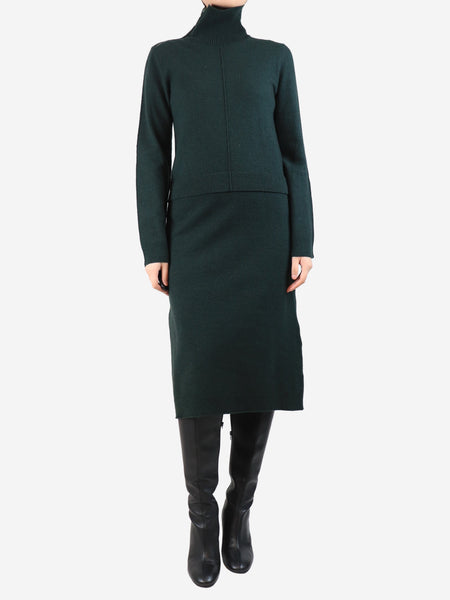 Dark green wool-blend midi dress - size S product image