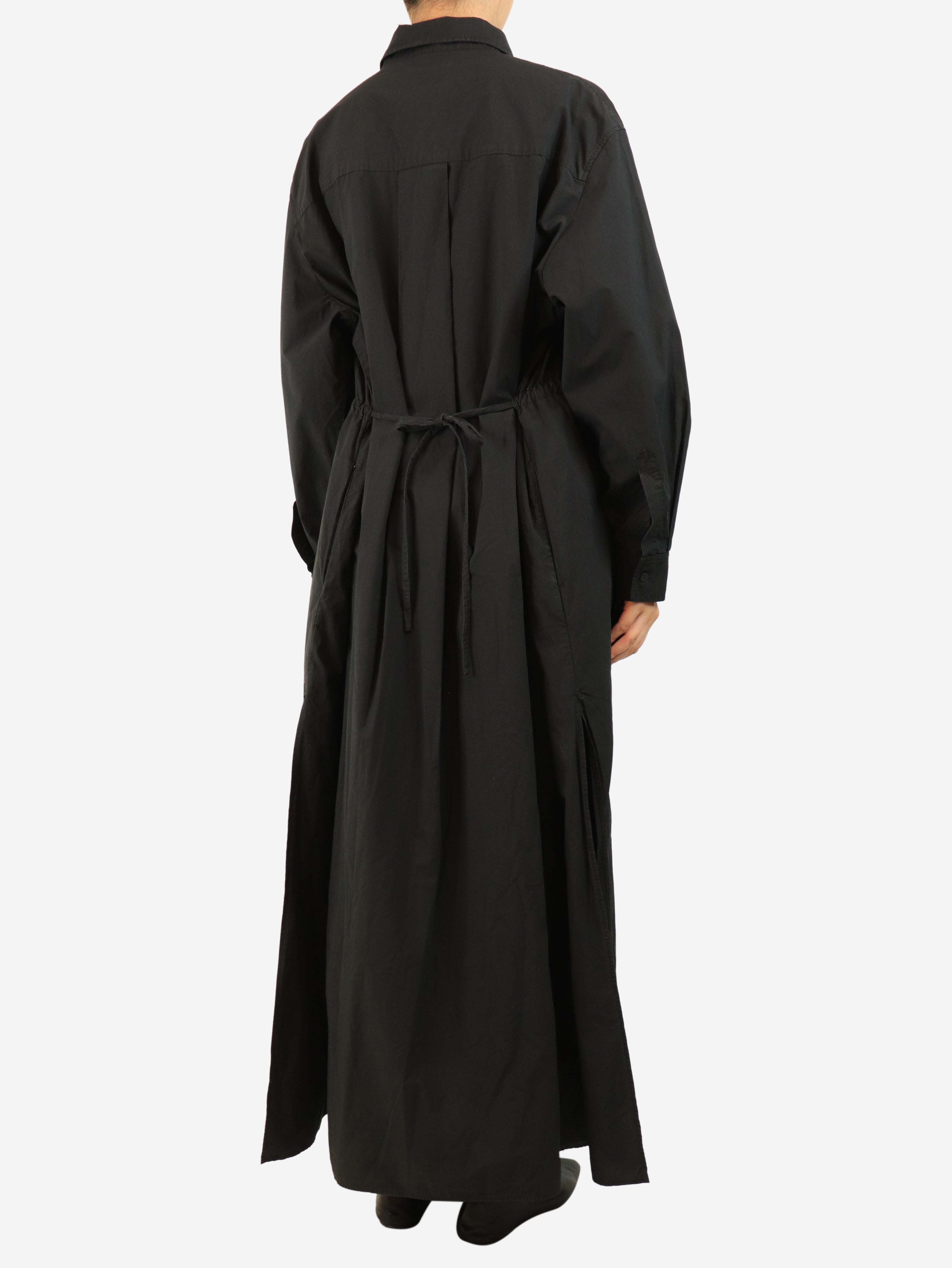 Black maxi shirt dress - size UK 12