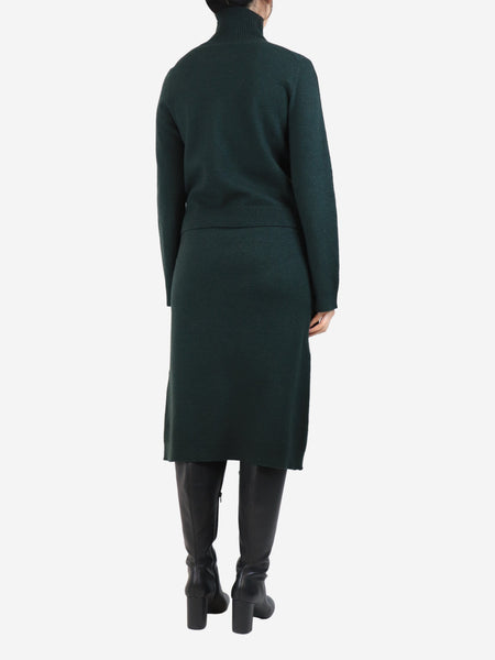 Dark green wool-blend midi dress - size S alternate image