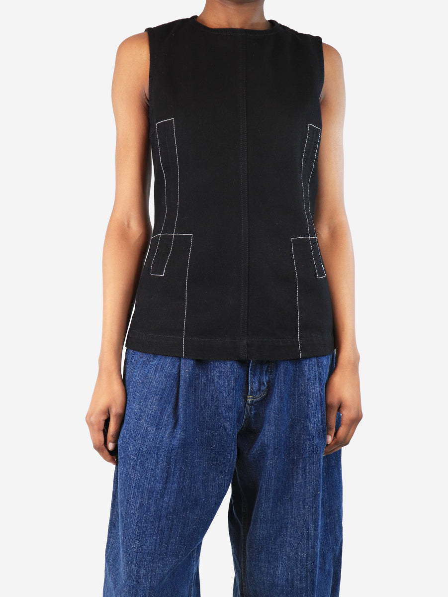 Marni Black sleeveless contrast-stitched top - size UK 6 | Sign of