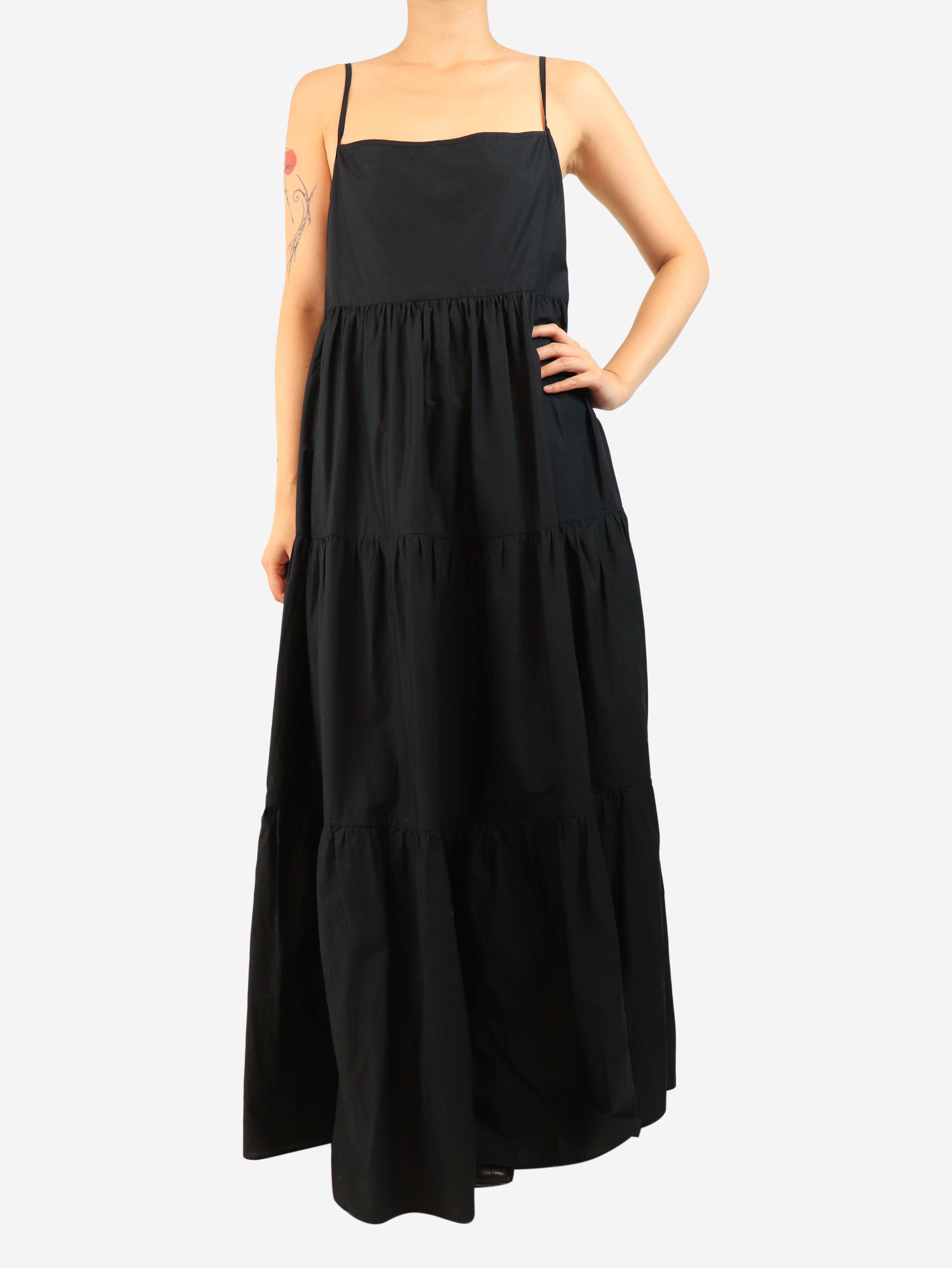 Black spaghetti strap maxi dress - size UK 14 Dresses Matteau 