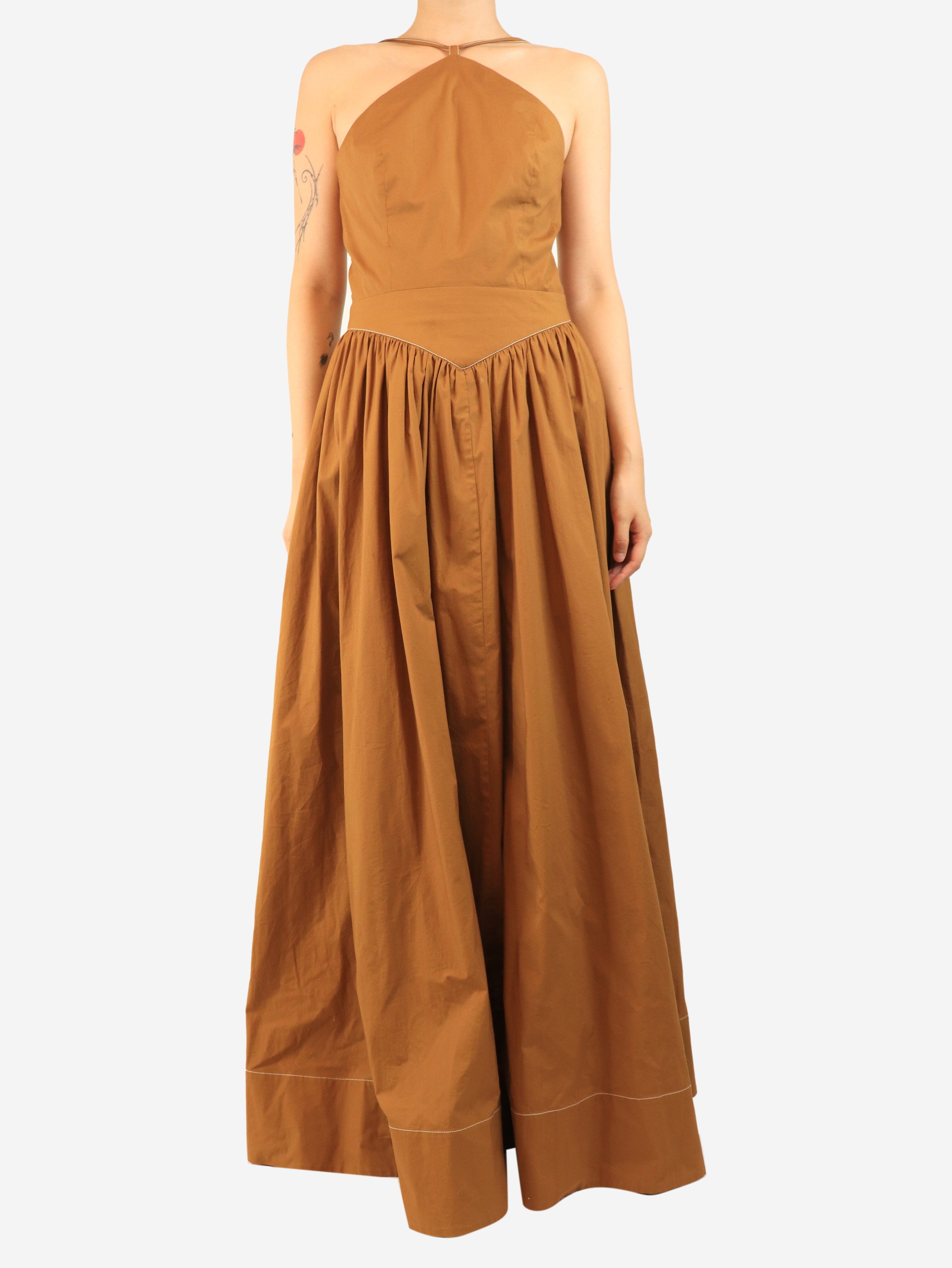 Brown cotton maxi dress - size UK 12 Dresses Staud 