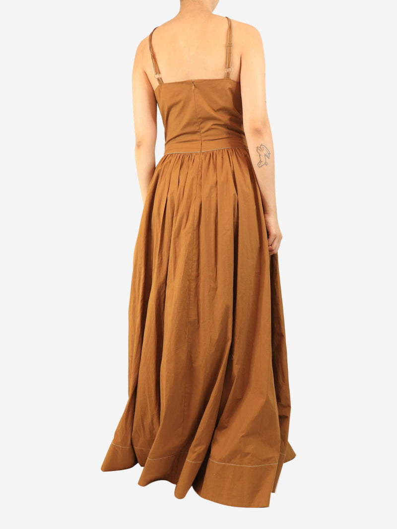 Brown cotton maxi dress - size UK 12 Dresses Staud 