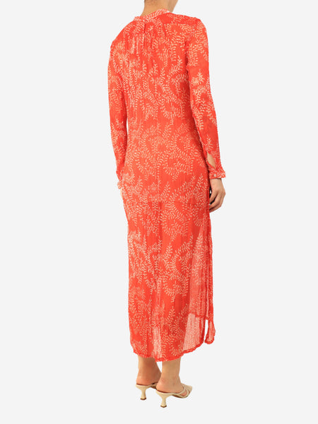 Red silk sheer printed dress - size OS alternate image