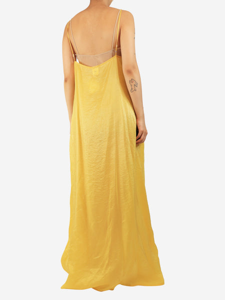 Leset Yellow satin maxi dress - size XL alternate image