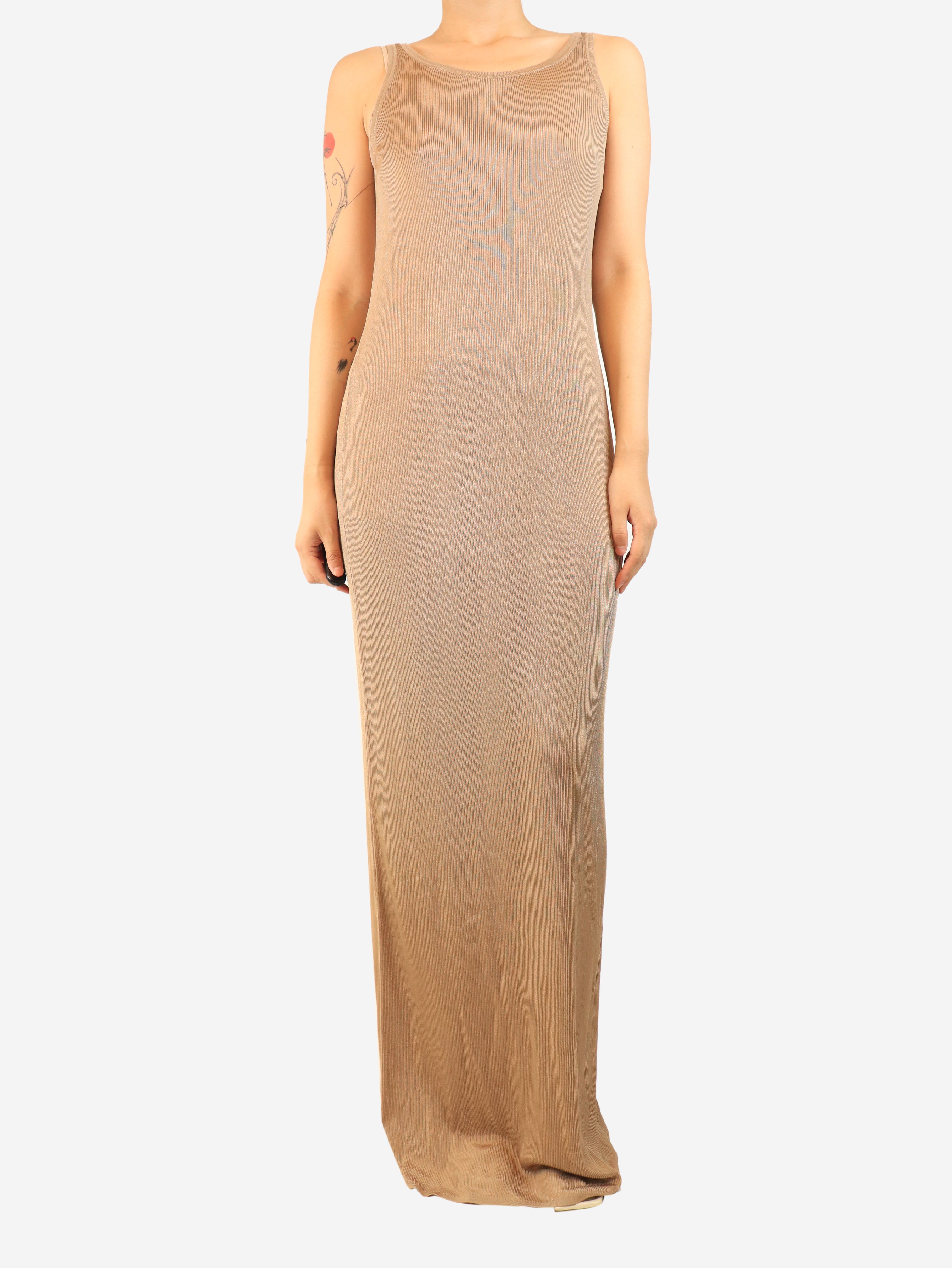 Brown ribbed slip dress - size M