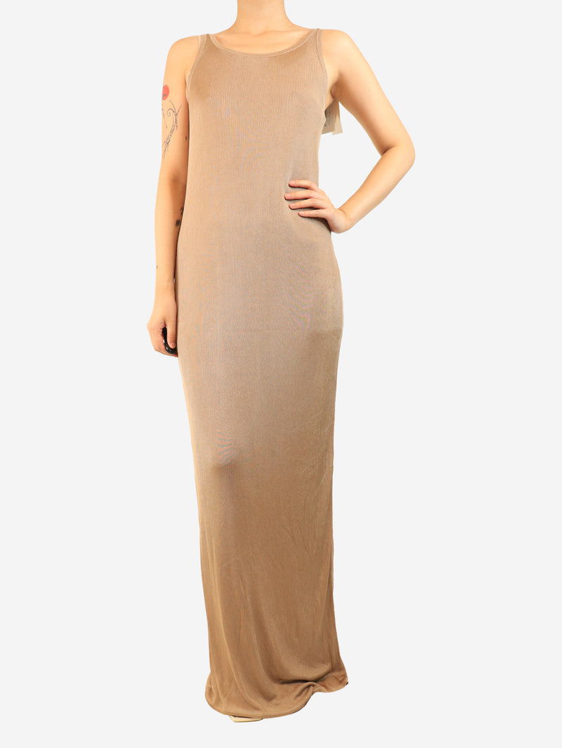 Brown ribbed slip dress - size M