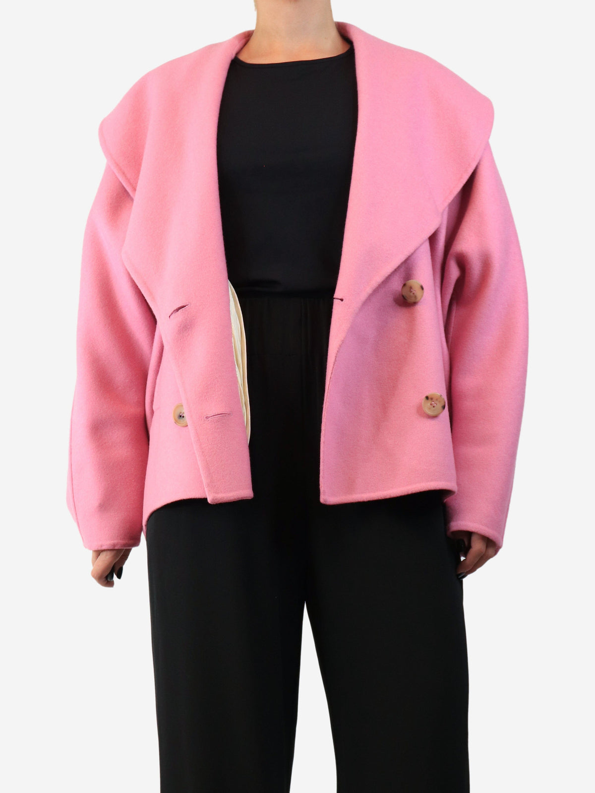 Pink double-breasted jacket - size UK 12 Coats & Jackets Lanvin 