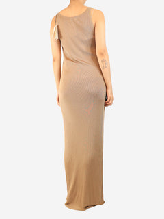 Brown ribbed slip dress - size M