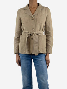 Max Mara Khaki belted shirt - size UK 2