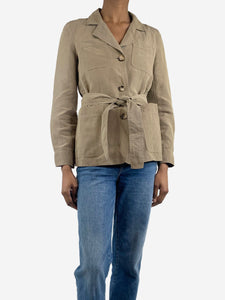 Max Mara Khaki belted shirt - size UK 2