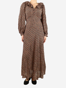 Doen Multi printed midi dress with belt - size S