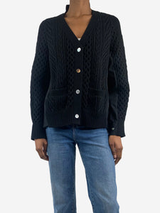 Sacai Black panelled wool knit cardigan - size UK 6