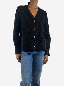 Sacai Black panelled wool knit cardigan - size UK 6