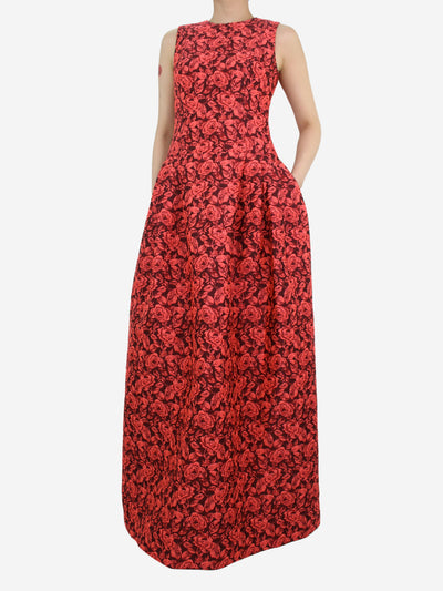 Burgundy sleeveless floral jacquard dress - size UK 10 Dresses Erdem 