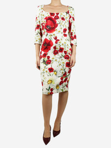 Dolce & Gabbana Multicoloured floral silk midi dress - size UK 10