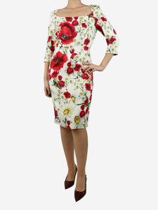 Dolce & Gabbana Multicoloured floral silk midi dress - size UK 10