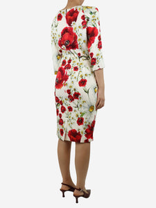 Dolce & Gabbana Multicoloured floral silk midi dress - size UK 10