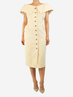 Cream tweed off the shoulder dress - size UK 14 Dresses Suzannah 
