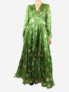 Hayley Menzies Hayley Menzies Green silk-blend V-neck maxi dress - size S