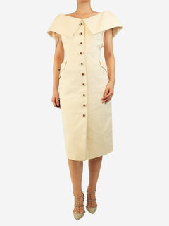 Cream tweed off the shoulder dress - size UK 14 Dresses Suzannah 