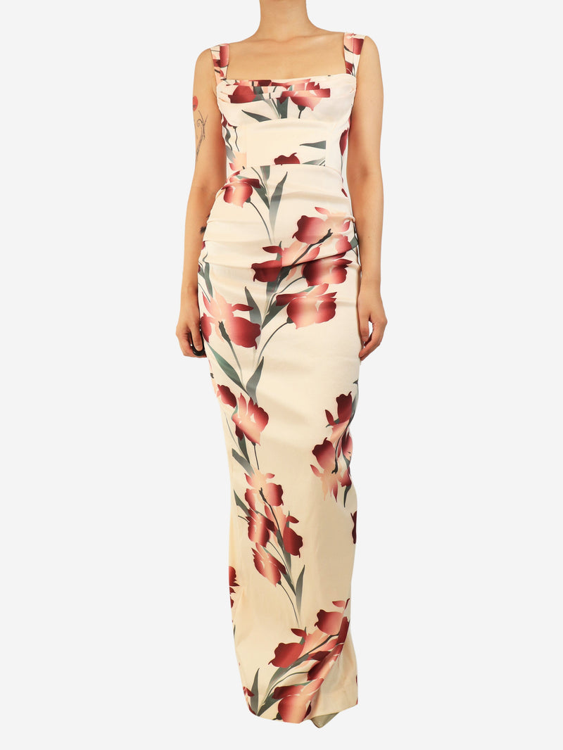Pink Linnea floral maxi dress - size UK 8