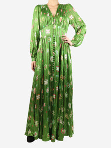 Hayley Menzies Hayley Menzies Green silk-blend V-neck maxi dress - size S