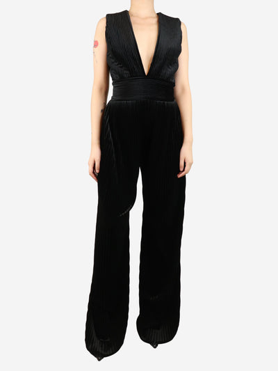 Black velvet sleeveless jumpsuit - size UK 10 Jumpsuits Balmain 