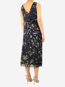 Navy floral vintage silk dress - size UK 12 Dresses Burberry Brit 