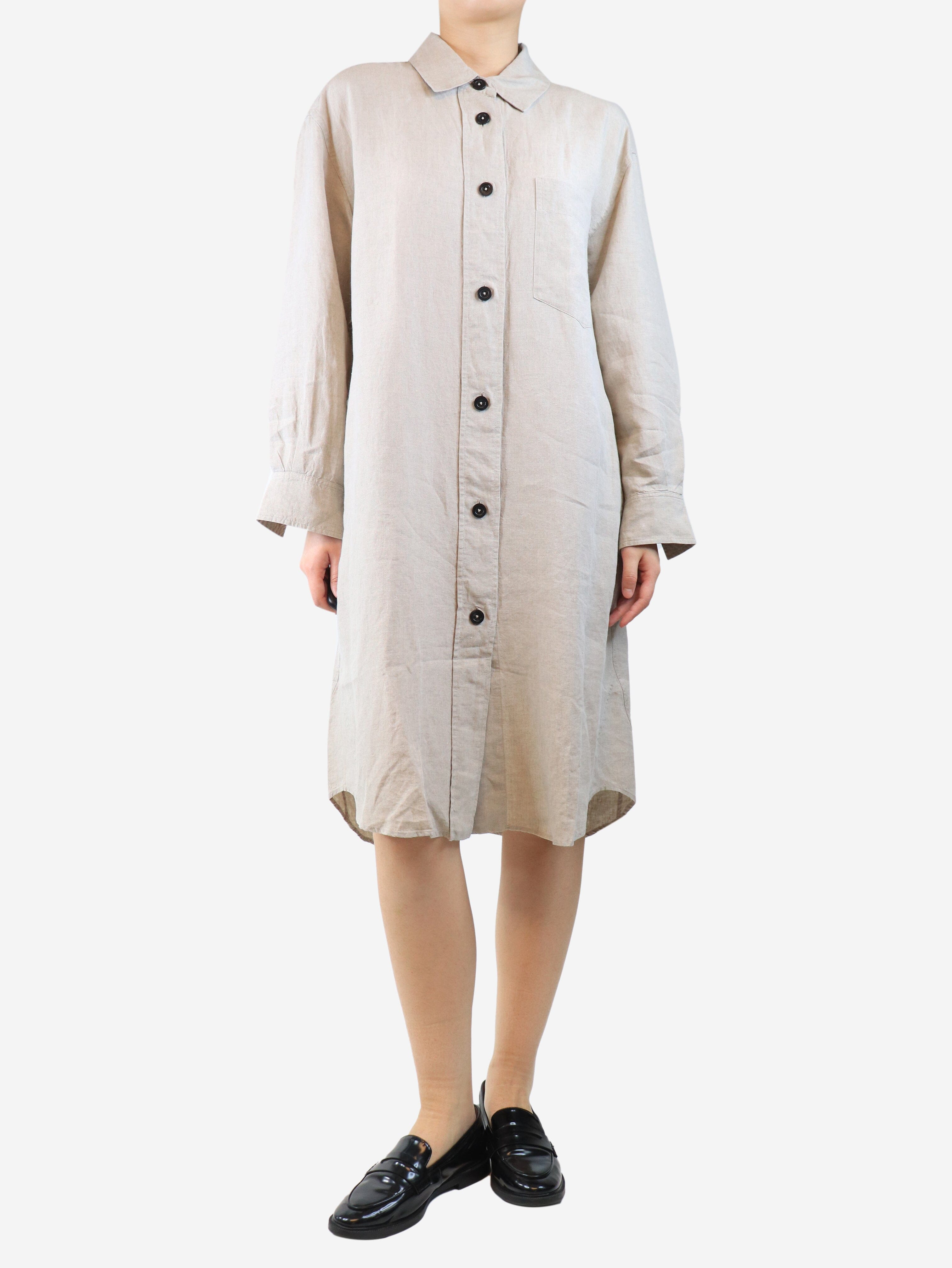Neutral linen shirt dress - size UK 10 Dresses Margaret Howell 
