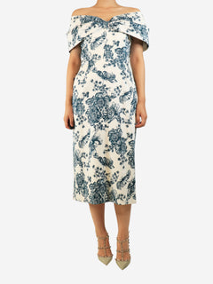 White and green floral printed gown - size UK 14 Dresses Suzannah 