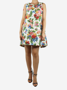 Emilia Wickstead White sleeveless floral mini dress - size UK 12