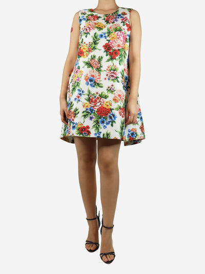 White sleeveless floral mini dress - size UK 12 Dresses Emilia Wickstead 