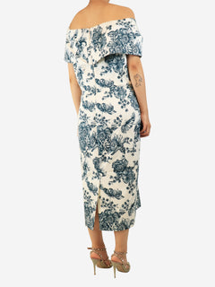 White and green floral printed gown - size UK 14 Dresses Suzannah 