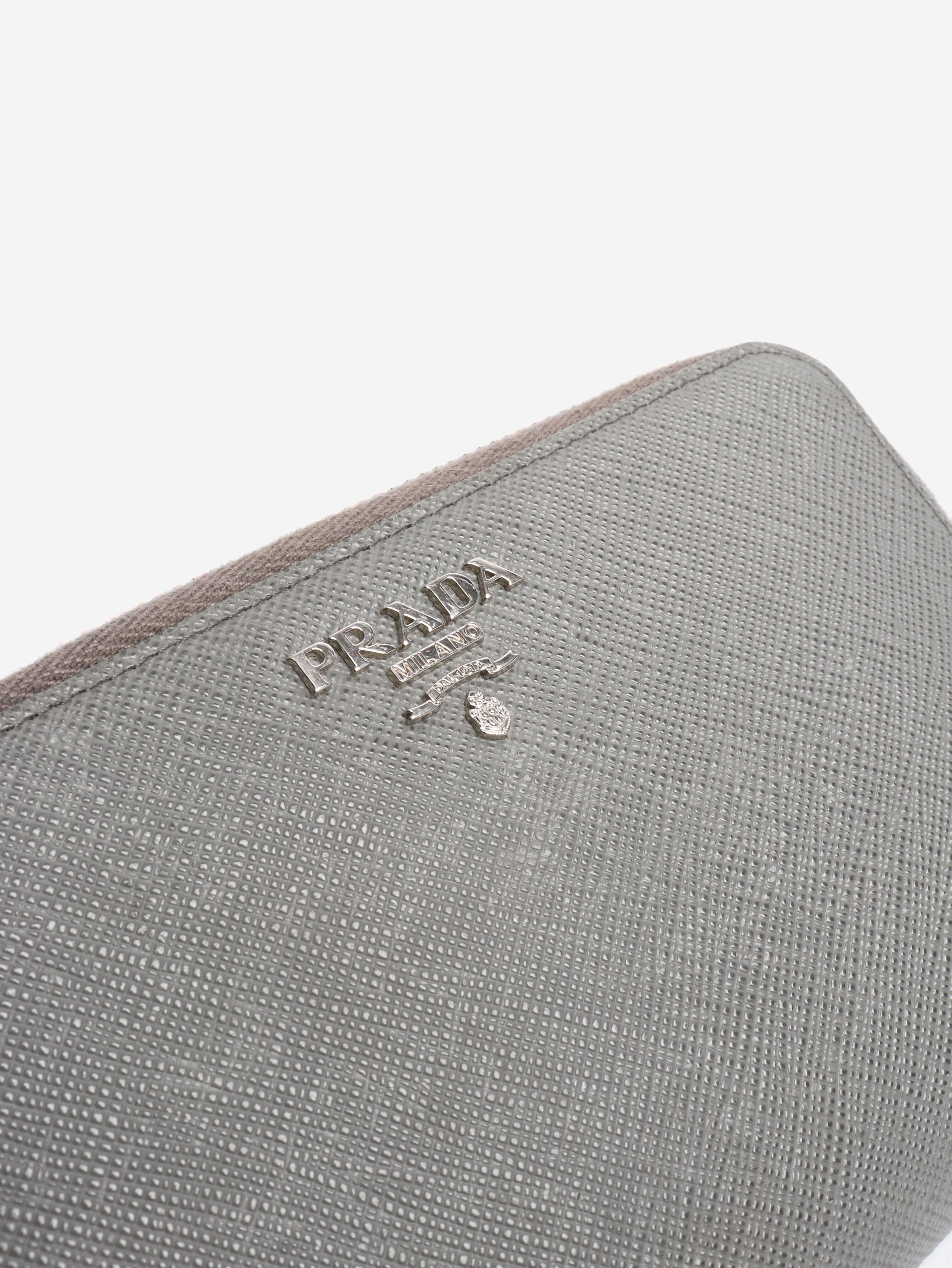 Grey Saffiano zip wallet Wallets, Purses & Small Leather Goods Prada 